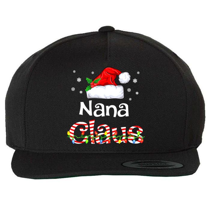 Nana Claus Christmas Family Matching Xmas Light Tree Wool Snapback Cap