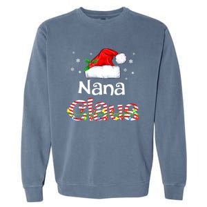 Nana Claus Christmas Family Matching Xmas Light Tree Garment-Dyed Sweatshirt