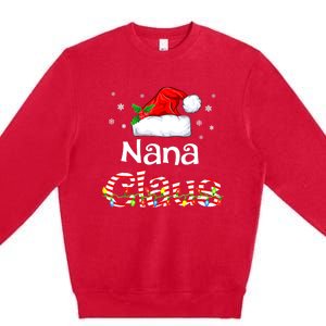 Nana Claus Christmas Family Matching Xmas Light Tree Premium Crewneck Sweatshirt