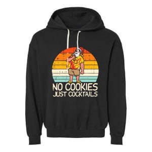 No Cookies Cocktails Santa Summer Christmas In July Xmas Garment-Dyed Fleece Hoodie