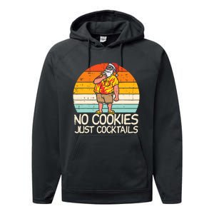 No Cookies Cocktails Santa Summer Christmas In July Xmas Performance Fleece Hoodie