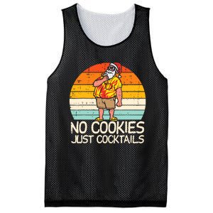 No Cookies Cocktails Santa Summer Christmas In July Xmas Mesh Reversible Basketball Jersey Tank