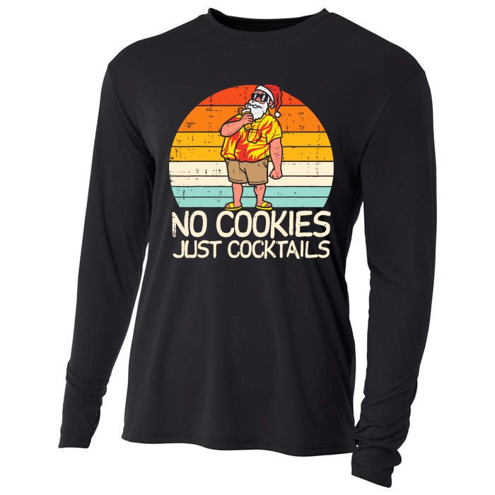 No Cookies Cocktails Santa Summer Christmas In July Xmas Cooling Performance Long Sleeve Crew