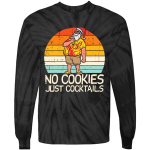 No Cookies Cocktails Santa Summer Christmas In July Xmas Tie-Dye Long Sleeve Shirt