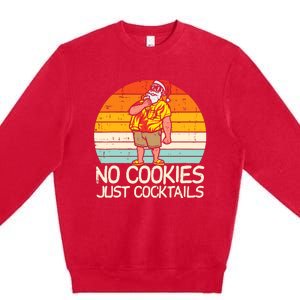 No Cookies Cocktails Santa Summer Christmas In July Xmas Premium Crewneck Sweatshirt