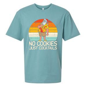 No Cookies Cocktails Santa Summer Christmas In July Xmas Sueded Cloud Jersey T-Shirt