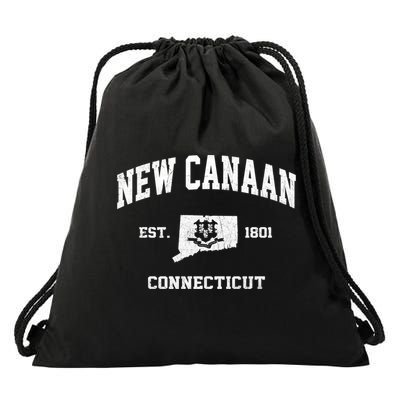 New Canaan Connecticut CT Vintage State Athletic Style Drawstring Bag