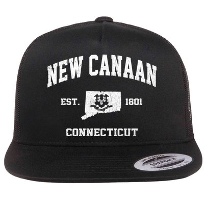 New Canaan Connecticut CT Vintage State Athletic Style Flat Bill Trucker Hat