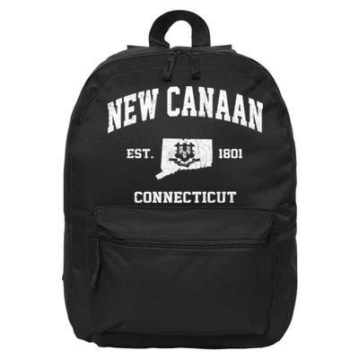New Canaan Connecticut CT Vintage State Athletic Style 16 in Basic Backpack