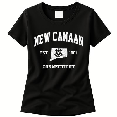 New Canaan Connecticut CT Vintage State Athletic Style Womens T-Shirt