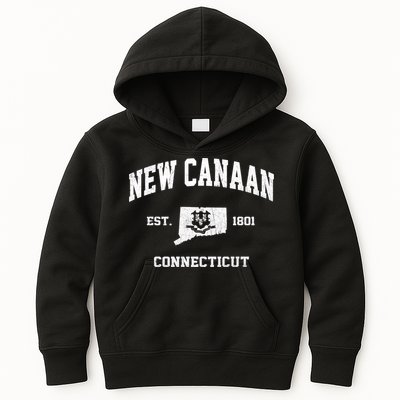 New Canaan Connecticut CT Vintage State Athletic Style Kids Hoodie