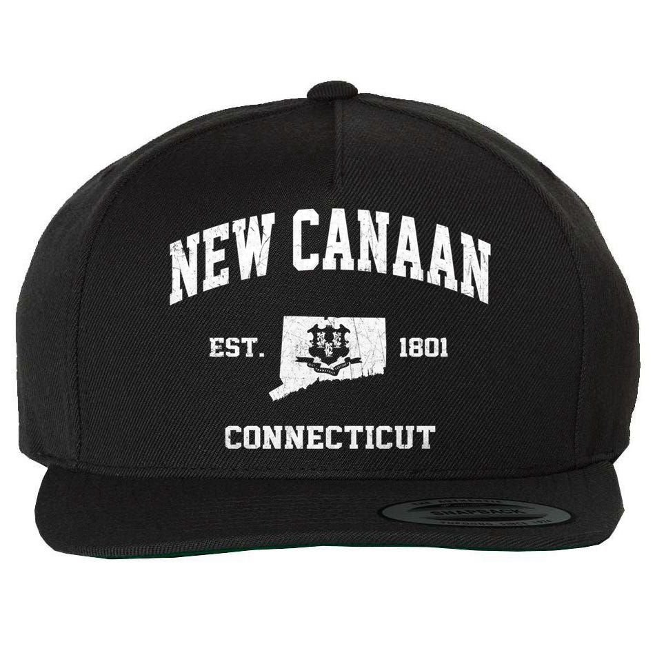 New Canaan Connecticut CT Vintage State Athletic Style Wool Snapback Cap