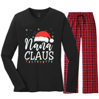 Nana Clause Christmas Light Funny, Christmas Lights, Funny Christmas, Funny Santa Women's Long Sleeve Flannel Pajama Set 