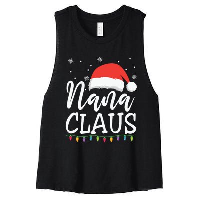 Nana Clause Christmas Light Funny, Christmas Lights, Funny Christmas, Funny Santa Women's Racerback Cropped Tank