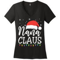 Nana Clause Christmas Light Funny, Christmas Lights, Funny Christmas, Funny Santa Women's V-Neck T-Shirt