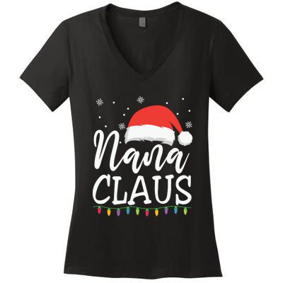 Nana Clause Christmas Light Funny, Christmas Lights, Funny Christmas, Funny Santa Women's V-Neck T-Shirt