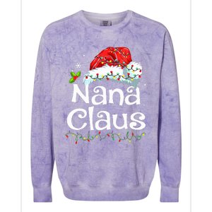 Nana Claus Christmas Pajama Family Matching Xmas Light Colorblast Crewneck Sweatshirt