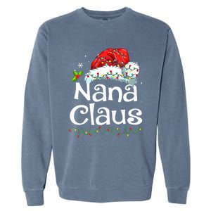 Nana Claus Christmas Pajama Family Matching Xmas Light Garment-Dyed Sweatshirt