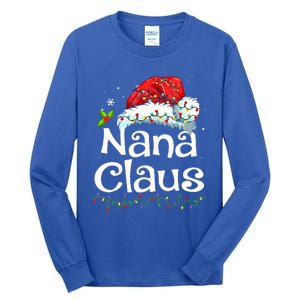 Nana Claus Christmas Pajama Family Matching Xmas Light Tall Long Sleeve T-Shirt