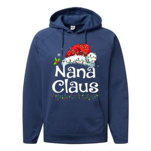 Nana Claus Christmas Pajama Family Matching Xmas Light Performance Fleece Hoodie