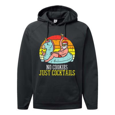 No Cookies Cocktails Santa Summer Christmas In July Xmas Performance Fleece Hoodie