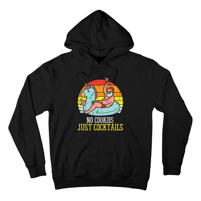 No Cookies Cocktails Santa Summer Christmas In July Xmas Hoodie