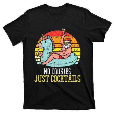 No Cookies Cocktails Santa Summer Christmas In July Xmas T-Shirt