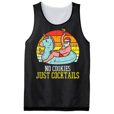 No Cookies Cocktails Santa Summer Christmas In July Xmas Mesh Reversible Basketball Jersey Tank