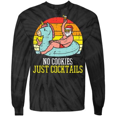 No Cookies Cocktails Santa Summer Christmas In July Xmas Tie-Dye Long Sleeve Shirt