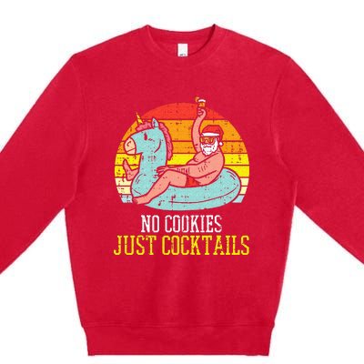 No Cookies Cocktails Santa Summer Christmas In July Xmas Premium Crewneck Sweatshirt