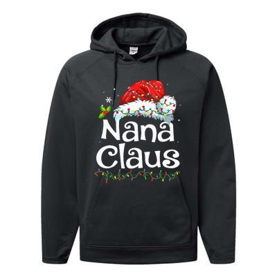 Nana Claus Christmas Pajama Family Matching Xmas Light Performance Fleece Hoodie