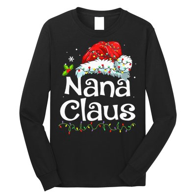 Nana Claus Christmas Pajama Family Matching Xmas Light Long Sleeve Shirt