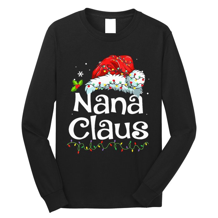 Nana Claus Christmas Pajama Family Matching Xmas Light Long Sleeve Shirt