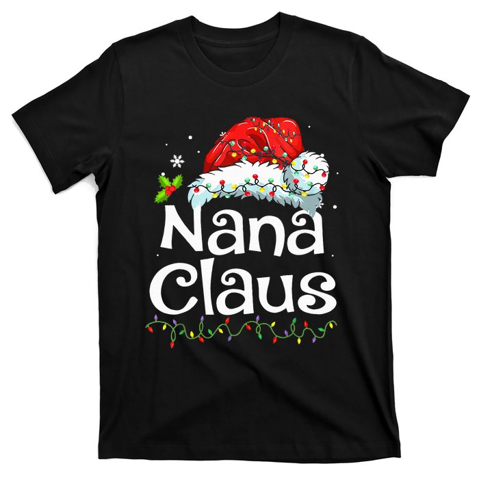 Nana Claus Christmas Pajama Family Matching Xmas Light T-Shirt