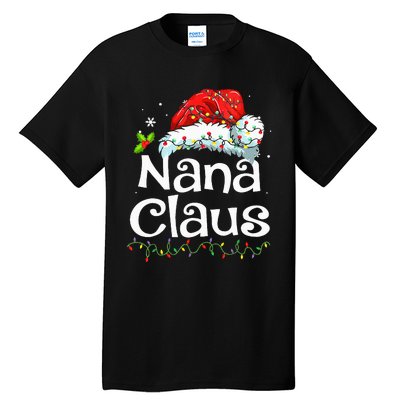 Nana Claus Christmas Pajama Family Matching Xmas Light Tall T-Shirt