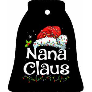 Nana Claus Christmas Pajama Family Matching Xmas Light Ceramic Bell Ornament