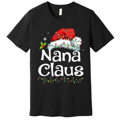 Nana Claus Christmas Pajama Family Matching Xmas Light Premium T-Shirt