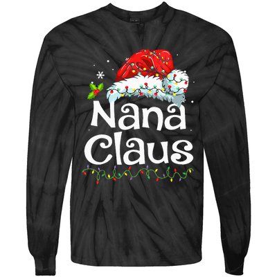 Nana Claus Christmas Pajama Family Matching Xmas Light Tie-Dye Long Sleeve Shirt