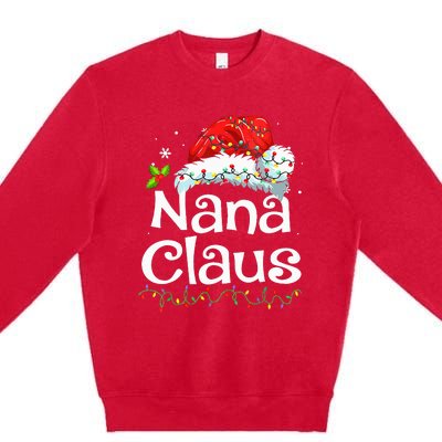 Nana Claus Christmas Pajama Family Matching Xmas Light Premium Crewneck Sweatshirt