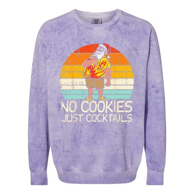 No Cookies Cocktails Santa Summer Christmas In July Xmas Colorblast Crewneck Sweatshirt