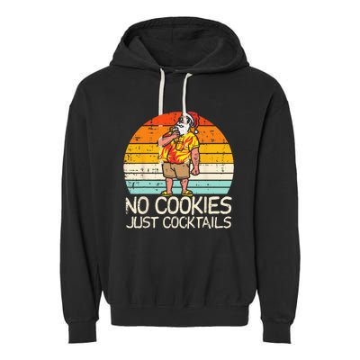 No Cookies Cocktails Santa Summer Christmas In July Xmas Garment-Dyed Fleece Hoodie