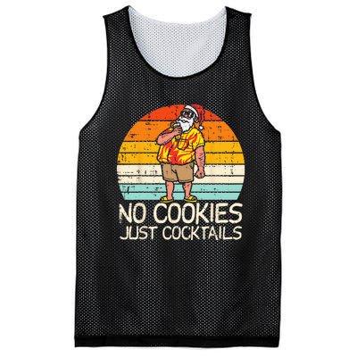 No Cookies Cocktails Santa Summer Christmas In July Xmas Mesh Reversible Basketball Jersey Tank