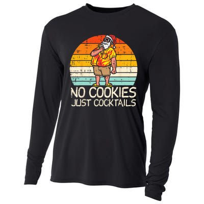 No Cookies Cocktails Santa Summer Christmas In July Xmas Cooling Performance Long Sleeve Crew