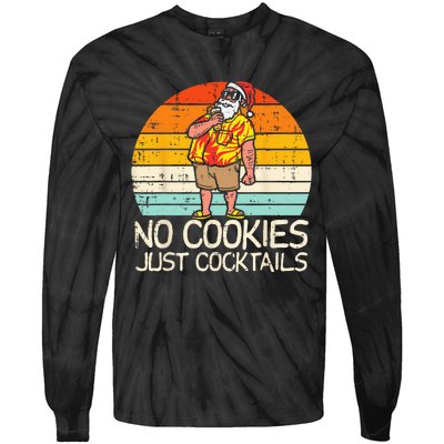 No Cookies Cocktails Santa Summer Christmas In July Xmas Tie-Dye Long Sleeve Shirt