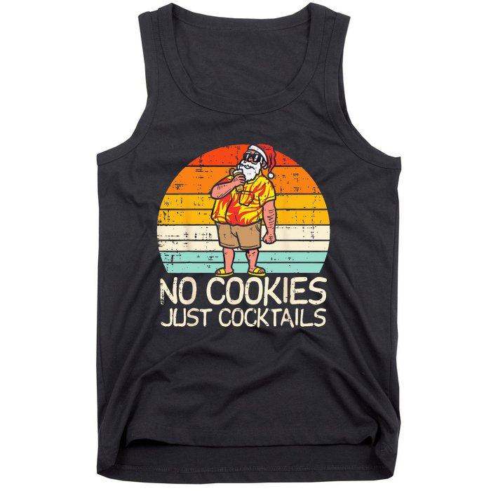 No Cookies Cocktails Santa Summer Christmas In July Xmas Tank Top