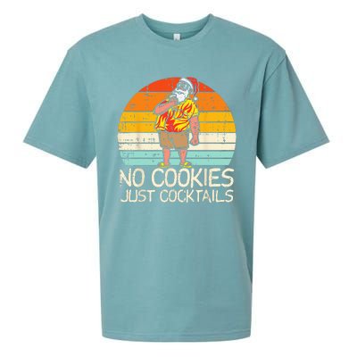 No Cookies Cocktails Santa Summer Christmas In July Xmas Sueded Cloud Jersey T-Shirt