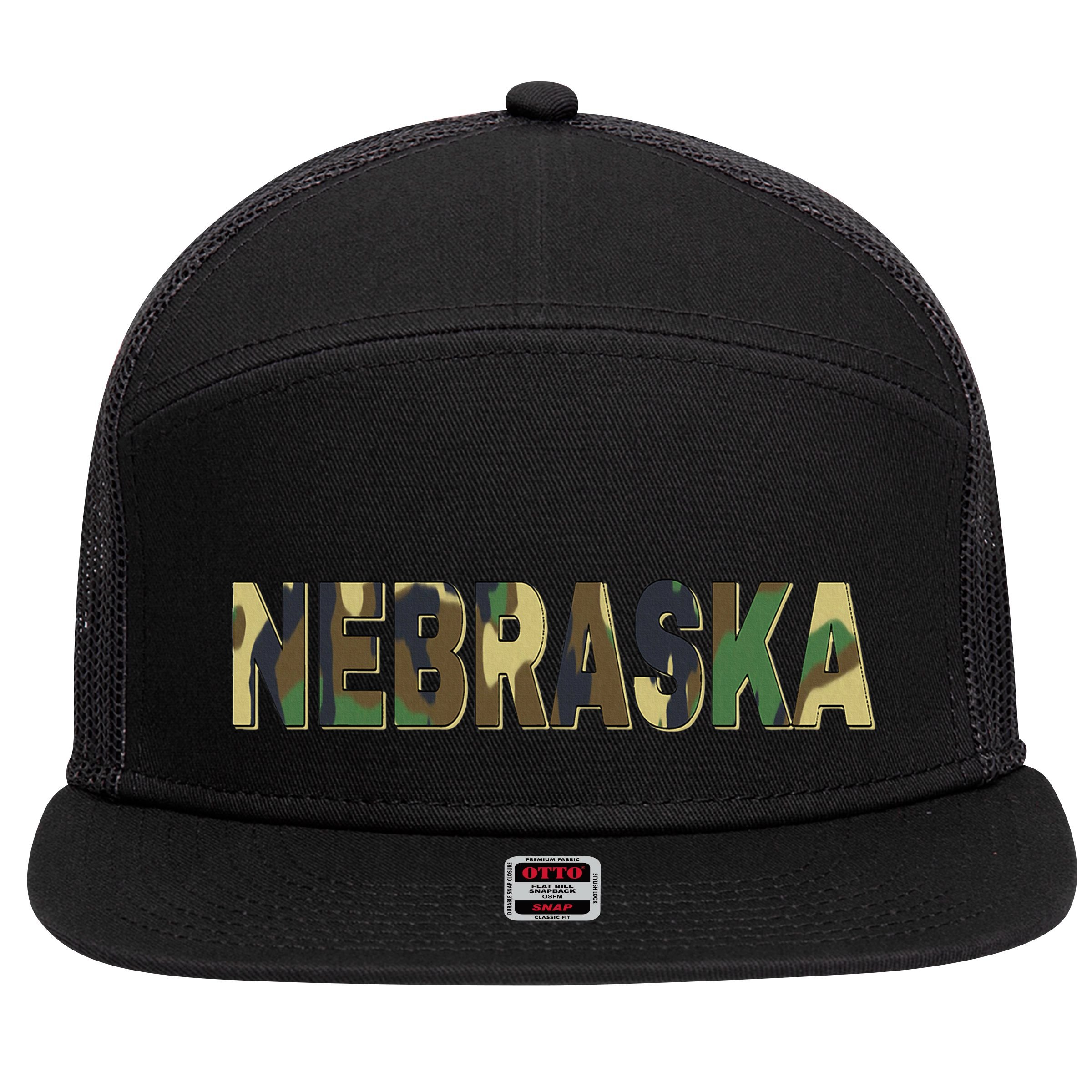 Nebraska Camouflage Camo Nebraska 7 Panel Mesh Trucker Snapback Hat