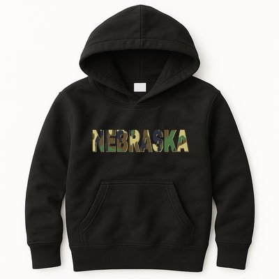 Nebraska Camouflage Camo Nebraska Kids Hoodie