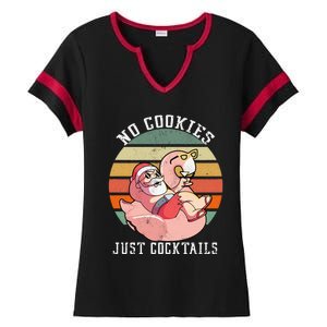 No Cookies Cocktails Santa Summer Christmas In July Ladies Halftime Notch Neck Tee