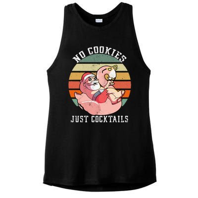 No Cookies Cocktails Santa Summer Christmas In July Ladies PosiCharge Tri-Blend Wicking Tank